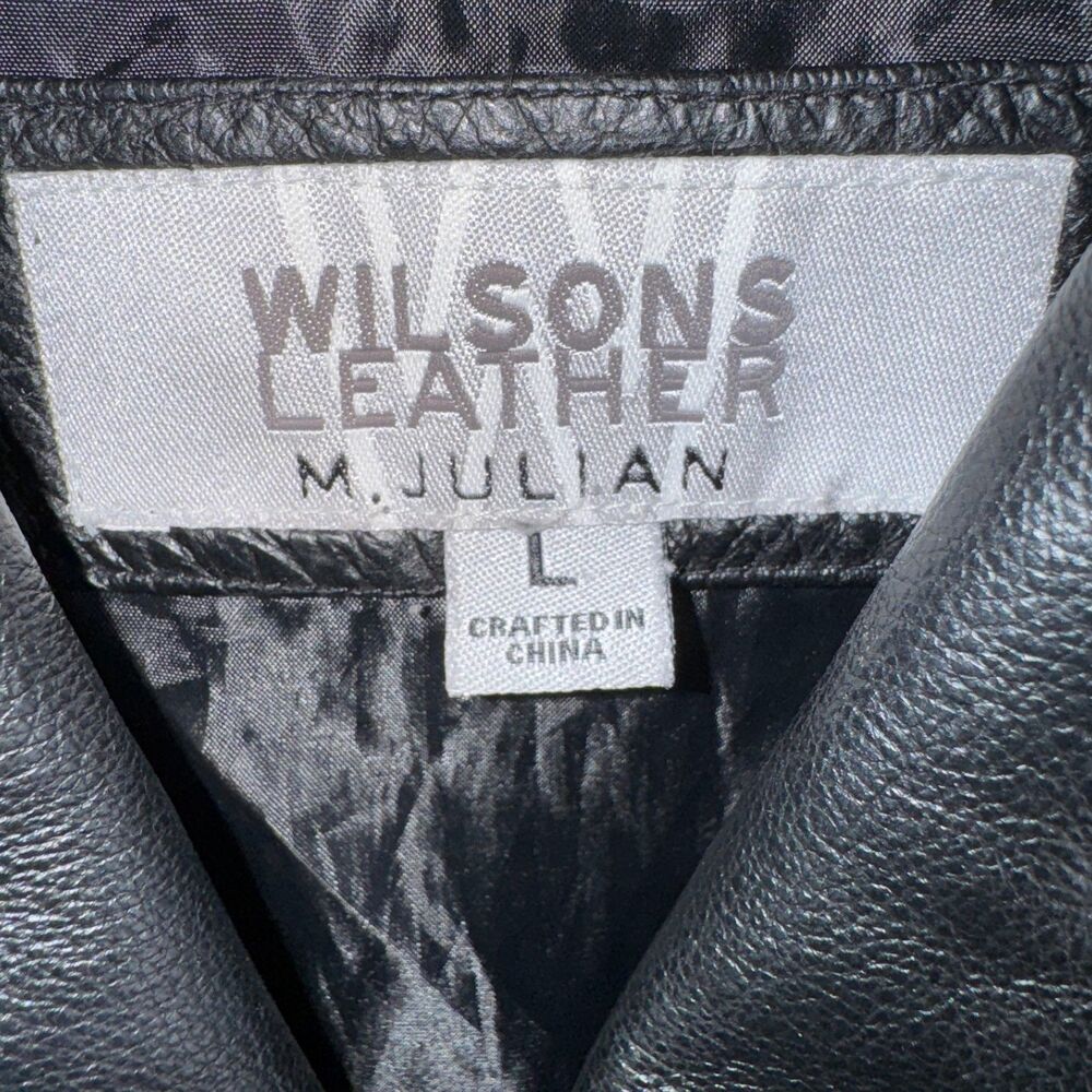 M. Julian Wilsons Mens‎ Black Leather Collared Button Front Jacket Size Large - Picture 6 of 7